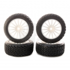 Kyosho Rally Tyre fitted on White 15 Spoke Wheels (Set of 4) - TRTH121W Kyosho Rally Tyre fitted on White 15 Spoke Wheels (Set of 4) - TRTH121W