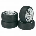 Absima 1/10 9 Spoke Wheel and Tyre Set On-Road LP Slick 12mm Hex Chrome (Pack of 4 Wheels) - 2510010 Absima 1/10 9 Spoke Wheel and Tyre Set On-Road LP Slick 12mm Hex Chrome (Pack of 4 Wheels) - 2510010