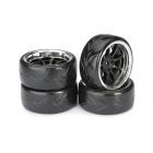Absima 1/10 9 Spoke Drift Wheel and Tyre Set with 12mm Hex Black/Chrome (Pack of 4) - 2510044 Absima 1/10 9 Spoke Drift Wheel and Tyre Set with 12mm Hex Black/Chrome (Pack of 4) - 2510044