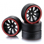 Absima 1/10 Drift Wheel and Tyre Set 9-Spoke Profile B Red (Set of 4) - 2510048 Absima 1/10 Drift Wheel and Tyre Set 9-Spoke Profile B Red (Set of 4) - 2510048