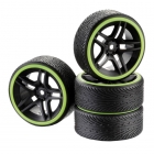 Absima 1/10 Drift Wheel and Tyre Set 10-Spoke Profile B Yellow (Set of 4) - 2510050 Absima 1/10 Drift Wheel and Tyre Set 10-Spoke Profile B Yellow (Set of 4) - 2510050