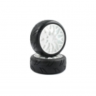 Fastrax Hawk 1/8th On-Road Pre-Mounted Slick Tyres on Y Spoke Wheel (2 Wheels) - FAST0017 Fastrax Hawk 1/8th On-Road Pre-Mounted Slick Tyres on Y Spoke Wheel (2 Wheels) - FAST0017