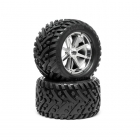 HPI 1/8 Pre-Mounted Goliath Tyres 178x97mm On Blast Chrome Wheels (Set of 2) - HPI-4727 HPI 1/8 Pre-Mounted Goliath Tyres 178x97mm On Blast Chrome Wheels (Set of 2) - HPI-4727