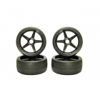 Kyosho 1/8 On Road Tyres Pre-Mounted on Inferno GT 5 Spoke Black Wheel (Set of 4 Wheels) - IGTH004BK Kyosho 1/8 On Road Tyres Pre-Mounted on Inferno GT 5 Spoke Black Wheel (Set of 4 Wheels) - IGTH004BK